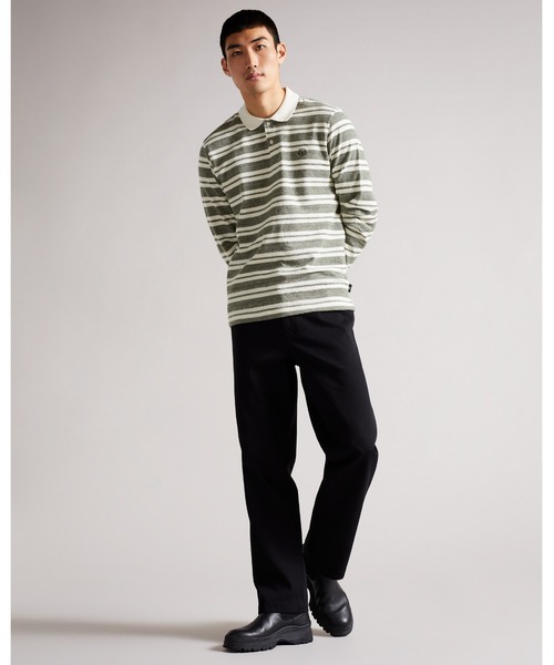 Ted Baker(テッドベーカー)の「STAMHIL マグノリア ストライプ 長袖ポロ(ポロシャツ・メンズ・グレー・4/2/3/5/1)」の9枚目の写真
