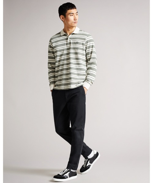 Ted Baker(テッドベーカー)の「STAMHIL マグノリア ストライプ 長袖ポロ(ポロシャツ・メンズ・グレー・4/2/3/5/1)」の10枚目の写真