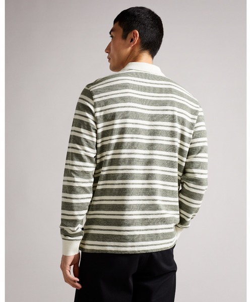 Ted Baker(テッドベーカー)の「STAMHIL マグノリア ストライプ 長袖ポロ(ポロシャツ・メンズ・グレー・4/2/3/5/1)」の12枚目の写真
