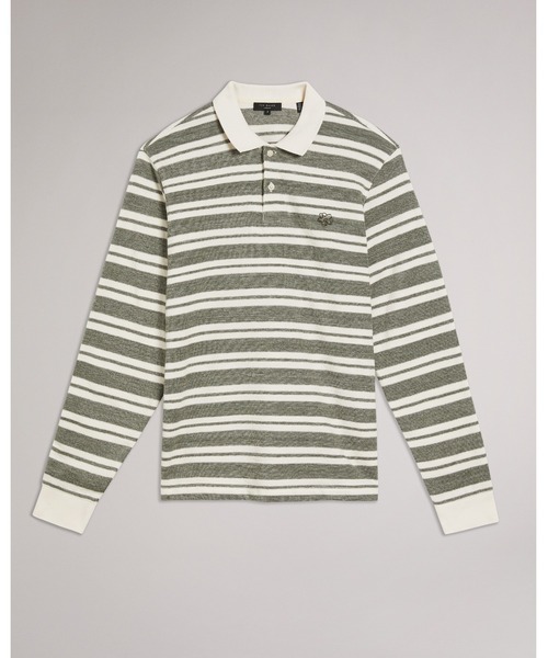 Ted Baker(テッドベーカー)の「STAMHIL マグノリア ストライプ 長袖ポロ(ポロシャツ・メンズ・グレー・4/2/3/5/1)」の13枚目の写真