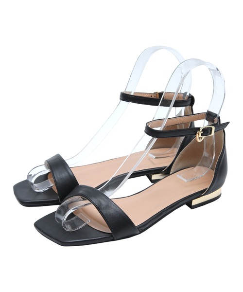 スクエアトゥストラップフラットサンダル