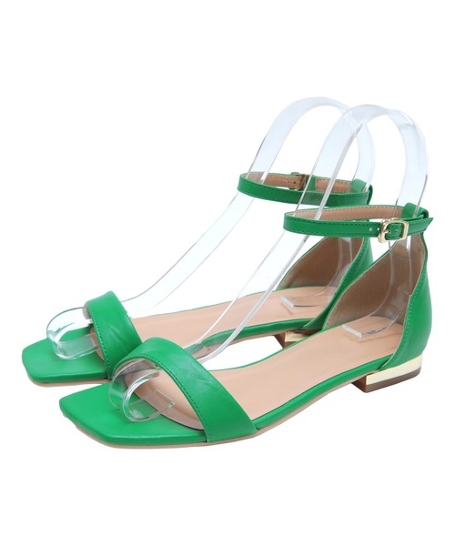 スクエアトゥストラップフラットサンダル