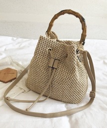 【MAISON BREEZE】バンブーハンドル巾着バッグ KNF