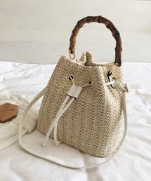 【MAISON BREEZE】バンブーハンドル巾着バッグ KNF