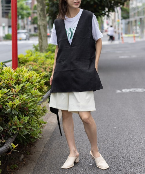 COLONY 2139（コロニートゥーワンスリーナイン）の「麻調合繊フロントポケットベスト（ベスト・レディース・ブラック/ベージュ/グレー・FREE）」の4枚目の写真