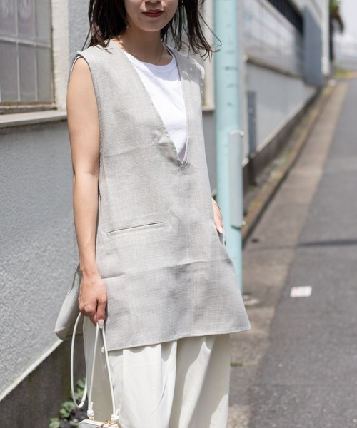 COLONY 2139（コロニートゥーワンスリーナイン）の「麻調合繊フロントポケットベスト（ベスト・レディース・ブラック/ベージュ/グレー・FREE）」の5枚目の写真