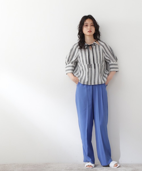 N.（N. Natural Beauty Basic）（エヌエヌナチュラルビューティーベーシック）の「◆ドローストリングブラウス（シャツ/ブラウス・レディース・レッド/ブルー/ストライプ・MEDIUM）」の10枚目の写真