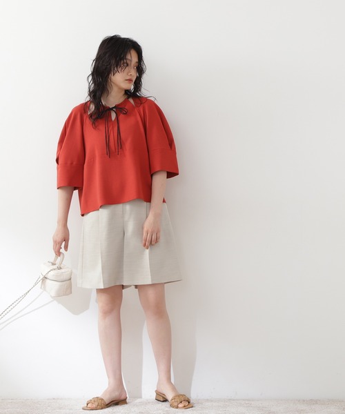 N.（N. Natural Beauty Basic）（エヌエヌナチュラルビューティーベーシック）の「◆ドローストリングブラウス（シャツ/ブラウス・レディース・レッド/ブルー/ストライプ・MEDIUM）」の11枚目の写真