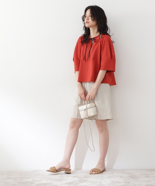 N.（N. Natural Beauty Basic）（エヌエヌナチュラルビューティーベーシック）の「◆ドローストリングブラウス（シャツ/ブラウス・レディース・レッド/ブルー/ストライプ・MEDIUM）」の12枚目の写真