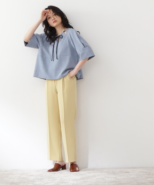 N.（N. Natural Beauty Basic）（エヌエヌナチュラルビューティーベーシック）の「◆ドローストリングブラウス（シャツ/ブラウス・レディース・レッド/ブルー/ストライプ・MEDIUM）」の4枚目の写真