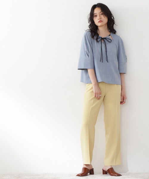 N.（N. Natural Beauty Basic）（エヌエヌナチュラルビューティーベーシック）の「◆ドローストリングブラウス（シャツ/ブラウス・レディース・レッド/ブルー/ストライプ・MEDIUM）」の5枚目の写真