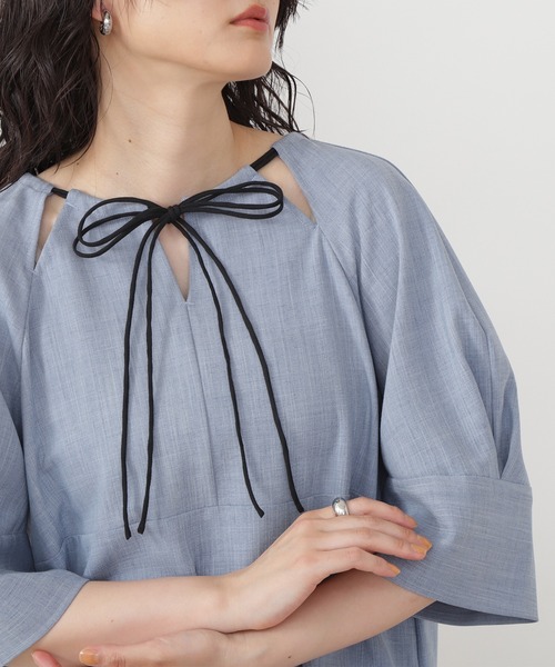 N.（N. Natural Beauty Basic）（エヌエヌナチュラルビューティーベーシック）の「◆ドローストリングブラウス（シャツ/ブラウス・レディース・レッド/ブルー/ストライプ・MEDIUM）」の16枚目の写真