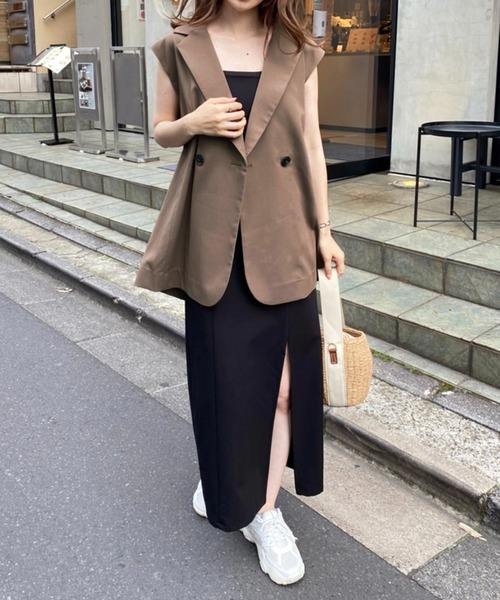 one after another NICE CLAUP(ワンアフターアナザーナイスクラップ)の「テーラードジレ(ベスト・レディース・アイボリー/ブラック/モカ・FREE)」の18枚目の写真