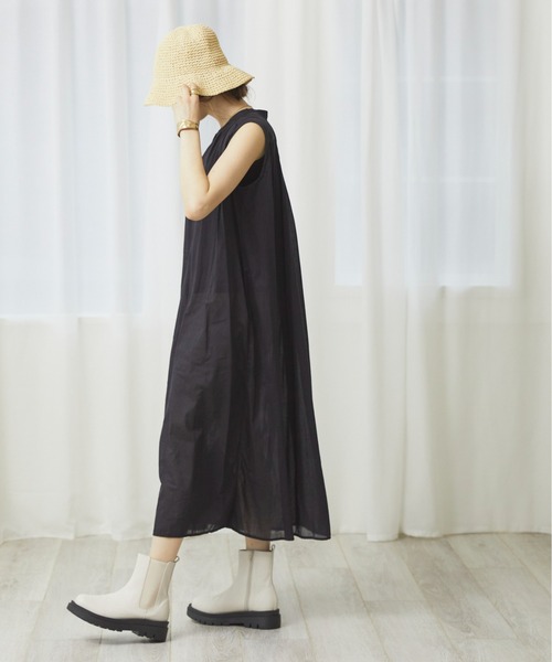 ANGIE(アンジー)の「ノースリーブギャザーワンピース(シャツワンピース・レディース・ブラック/ブラウン/カーキ/ナチュラル/ダークオレンジ・FREE)」の8枚目の写真