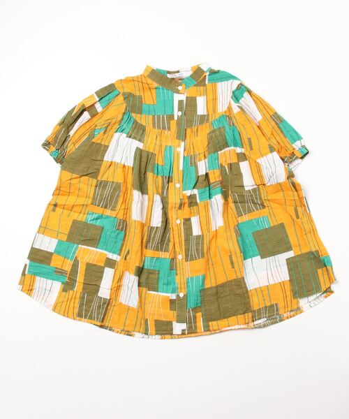 sandy（サンディー）の「【sandy】プリントスタンドカラータックブラウス（シャツ/ブラウス・レディース・グレー/カーキ/ブルー/グリーン・FREE）」の3枚目の写真