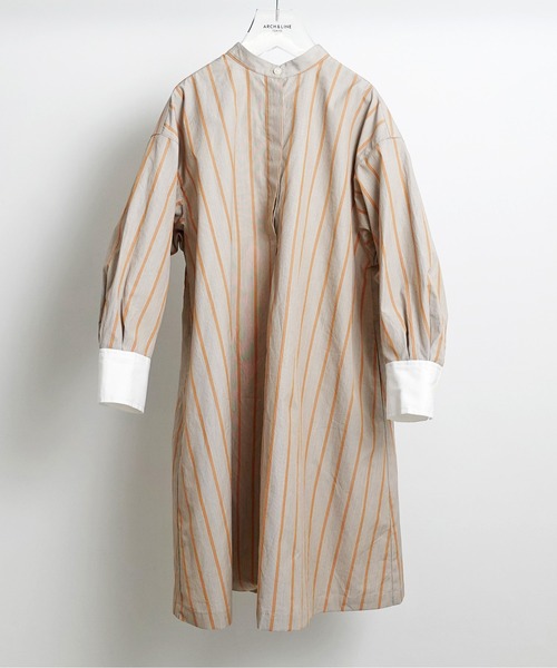 ARCH & LINE(アーチアンドライン)の「バンドカラー ロングシャツ PAJAMA LONG SHIRT(シャツワンピース・キッズ・ベージュ/サックスブルー・L/M/S)」の8枚目の写真
