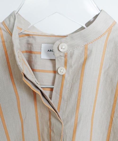 ARCH & LINE(アーチアンドライン)の「バンドカラー ロングシャツ PAJAMA LONG SHIRT(シャツワンピース・キッズ・ベージュ/サックスブルー・L/M/S)」の12枚目の写真