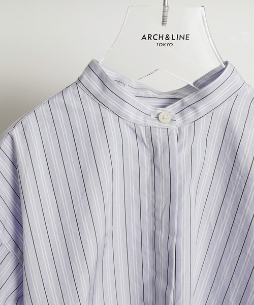 ARCH & LINE(アーチアンドライン)の「バンドカラー ロングシャツ PAJAMA LONG SHIRT(シャツワンピース・キッズ・ベージュ/サックスブルー・L/M/S)」の13枚目の写真