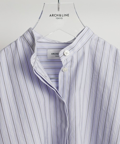 ARCH & LINE(アーチアンドライン)の「バンドカラー ロングシャツ PAJAMA LONG SHIRT(シャツワンピース・キッズ・ベージュ/サックスブルー・L/M/S)」の14枚目の写真