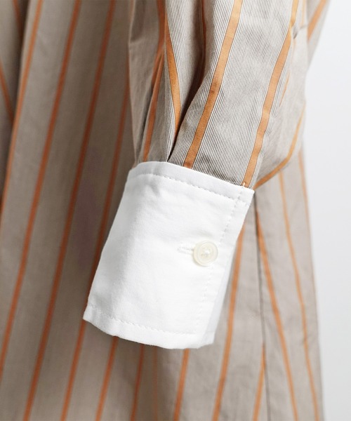 ARCH & LINE(アーチアンドライン)の「バンドカラー ロングシャツ PAJAMA LONG SHIRT(シャツワンピース・キッズ・ベージュ/サックスブルー・L/M/S)」の15枚目の写真