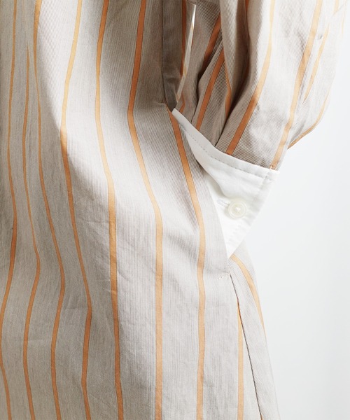 ARCH & LINE(アーチアンドライン)の「バンドカラー ロングシャツ PAJAMA LONG SHIRT(シャツワンピース・キッズ・ベージュ/サックスブルー・L/M/S)」の16枚目の写真