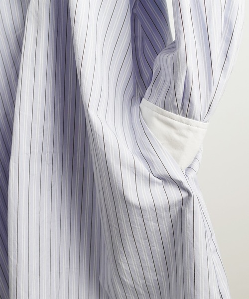 ARCH & LINE(アーチアンドライン)の「バンドカラー ロングシャツ PAJAMA LONG SHIRT(シャツワンピース・キッズ・ベージュ/サックスブルー・L/M/S)」の17枚目の写真