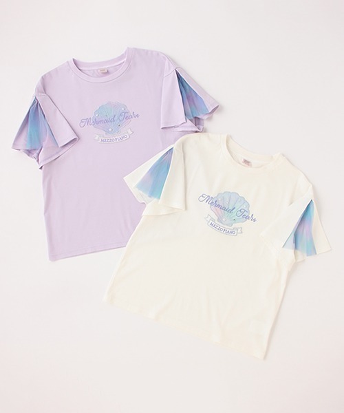 メゾピアノ シェルジュエリーアップリケ半袖Ｔシャツ　130 楽天市場】メゾピアノ(mezzo piano)シェルジュエリーアップリケ