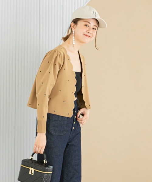 ドット刺繍ニットカーディガン（カーディガン/ボレロ）｜U by