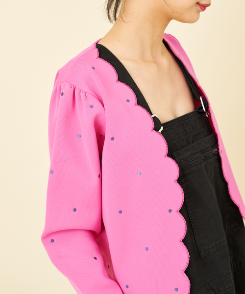 ドット刺繍ニットカーディガン（カーディガン/ボレロ）｜U by