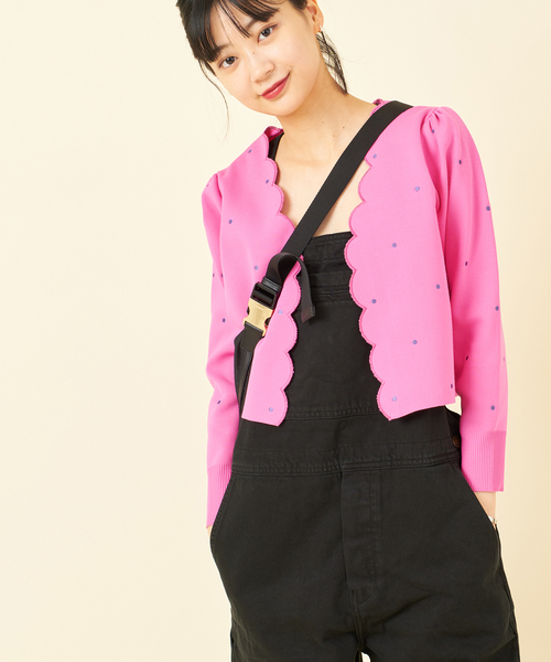 U by SPICK&SPAN(ユーバイスピックアンドスパン)の「ドット刺繍ニットカーディガン(カーディガン/ボレロ・レディース・ブラック/ベージュ/ピンク・FREE)」の14枚目の写真