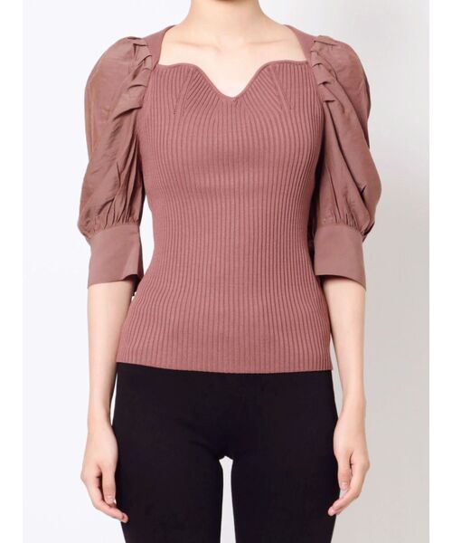 LAGUNAMOON（ラグナムーン）の「タックスリーブドッキングニットプルオーバー（ニット/セーター・レディース・ブラック/ブラウン/アイボリー・FREE）」の15枚目の写真