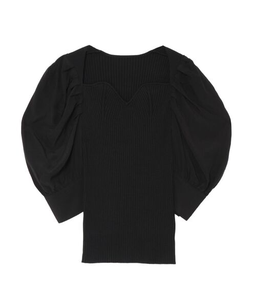 LAGUNAMOON（ラグナムーン）の「タックスリーブドッキングニットプルオーバー（ニット/セーター・レディース・ブラック/ブラウン/アイボリー・FREE）」の4枚目の写真