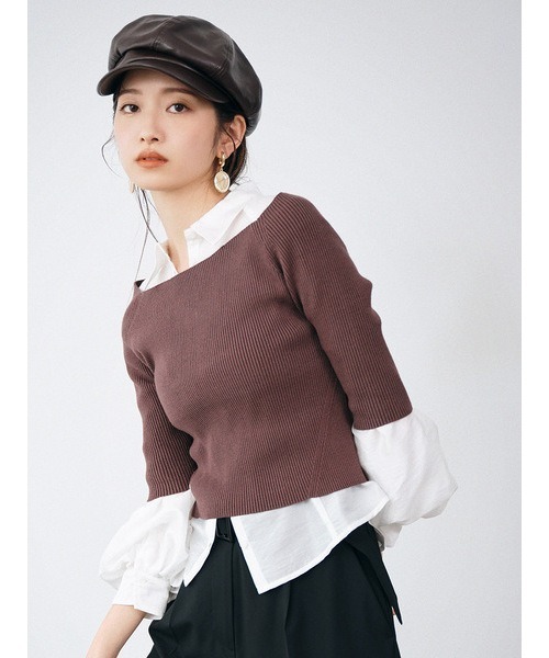 Lily Brown - lily  brown♡新品タグ付き♡レイヤードオフショルニット　ブラウン　正規 LILY BROWN リリーブラウン Lily Brown レイヤードオフショル