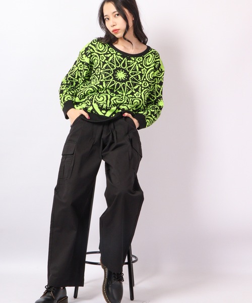 TRANOI（トラノイ）の「TRANOI 総柄ニット（ニット/セーター・レディース・オレンジ/グリーン・FREE）」の7枚目の写真