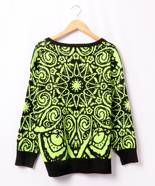 TRANOI（トラノイ）の「TRANOI 総柄ニット（ニット/セーター・レディース・オレンジ/グリーン・FREE）」の4枚目の写真