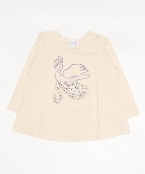 HAKKA BABY（ハッカベビー）の「[ベビー]スワン刺繍Tシャツ（Tシャツ/カットソー・キッズ・ベージュ/ネイビー・90cm/80ｃｍ）」の2枚目の写真