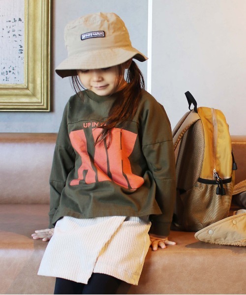 GROOVY COLORS(グルービーカラーズ)の「天竺 AIR LOOSE FIT FOOTBALL Tシャツ(Tシャツ/カットソー・キッズ・アイボリー/ブラック/カーキ・120/100/110)」の1枚目の写真