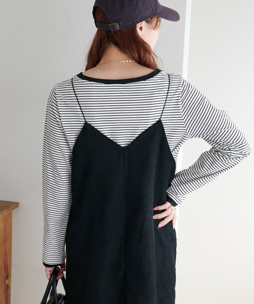 DISCOAT（ディスコート）の「【WEB限定】細ボーダーTシャツ（Tシャツ/カットソー・レディース・ピンク/ホワイト×ブラック/ホワイト×ピンク/ブラック/ライトベージュ/ホワイト系その他/ネイビー/ホワイト系その他2/グレー/ホワイト系その他3/ブラウン・FREE）」の22枚目の写真