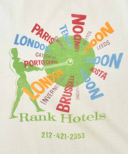 【ヴィンテージ古着】70's 'Rank Hotels' Tシャツ USA製 染み込みプリント!（Tシャツ/カットソー）｜VINTAGE（ヴィンテージ）