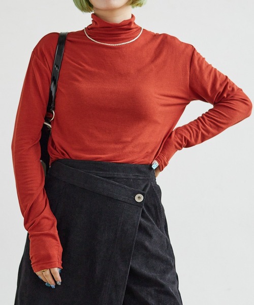 PBLIM（ページボーイリム）の「PAGEBOYLIM/カットソーカラータートル（Tシャツ/カットソー・レディース・ブラック/オレンジ/ブルー・FREE）」の14枚目の写真