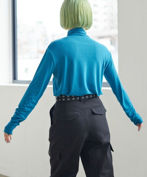 PBLIM（ページボーイリム）の「PAGEBOYLIM/カットソーカラータートル（Tシャツ/カットソー・レディース・ブラック/オレンジ/ブルー・FREE）」の6枚目の写真