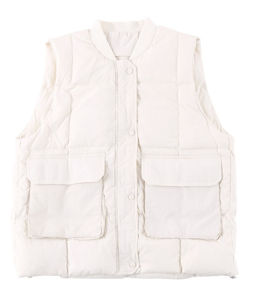 Figments(フィグメンツ)の「エコダウンブルゾンベスト(ダウンベスト・レディース・ブラック/オフホワイト・FREE)」の14枚目の写真