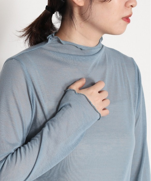 cepo（セポ）の「シアーカラーハイネックインナー（Tシャツ/カットソー・レディース・ブラック/オフホワイト/サックスブルー/オレンジ・M）」の14枚目の写真