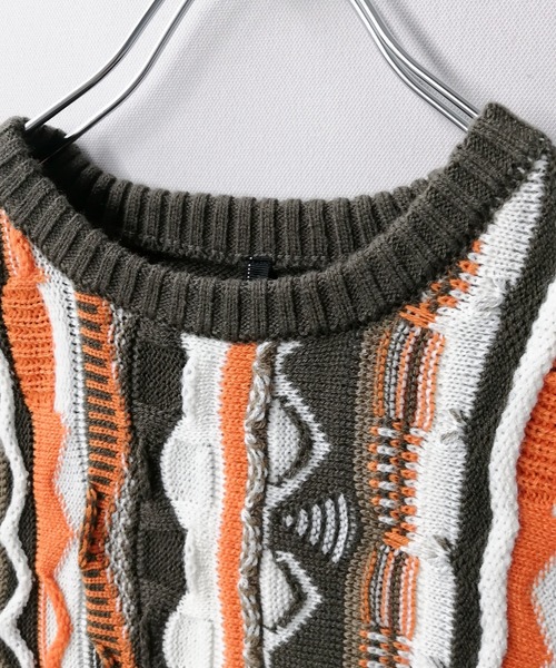 Starting Over(スターティングオーバー)の「変形ストライプクルーネック3Dベスト(ベスト・メンズ・チャコールグレー/ブラウン/グリーン・M/L/XL)」の4枚目の写真