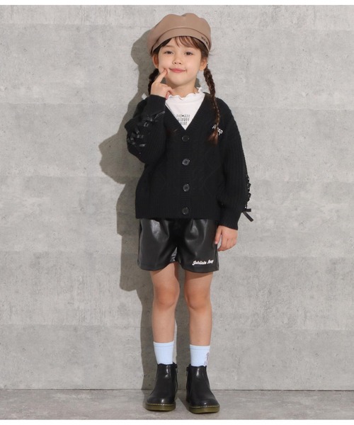 ANAP kids（アナップキッズ）の「ニットカーディガン＋メロートップスカーディガン（カーディガン/ボレロ・キッズ・モカ/ラベンダー/ブラック・110cm/120cm/130cm）」の4枚目の写真