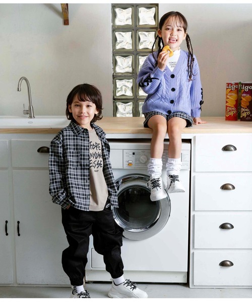 ANAP kids（アナップキッズ）の「ニットカーディガン＋メロートップスカーディガン（カーディガン/ボレロ・キッズ・モカ/ラベンダー/ブラック・110cm/120cm/130cm）」の6枚目の写真