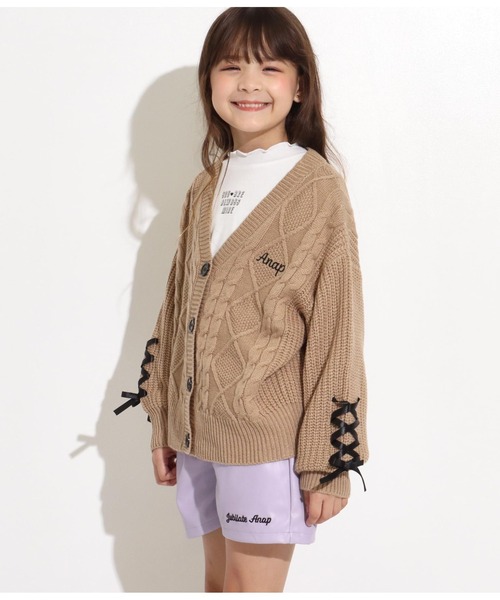 ANAP kids（アナップキッズ）の「ニットカーディガン＋メロートップスカーディガン（カーディガン/ボレロ・キッズ・モカ/ラベンダー/ブラック・110cm/120cm/130cm）」の8枚目の写真