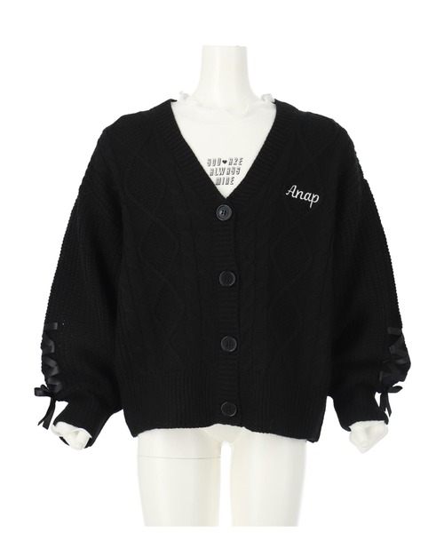 ANAP kids（アナップキッズ）の「ニットカーディガン＋メロートップスカーディガン（カーディガン/ボレロ・キッズ・モカ/ラベンダー/ブラック・110cm/120cm/130cm）」の16枚目の写真