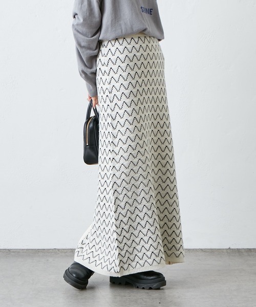 PUAL CE CIN(ピュアルセシン)の「【セットアップ対応】ニットジャガードスカート(スカート・レディース・アイボリー/その他1/その他2・FREE)」の3枚目の写真
