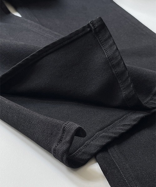 ストレッチフレア ブラック5ポケットパンツ chw22a109-ファッション